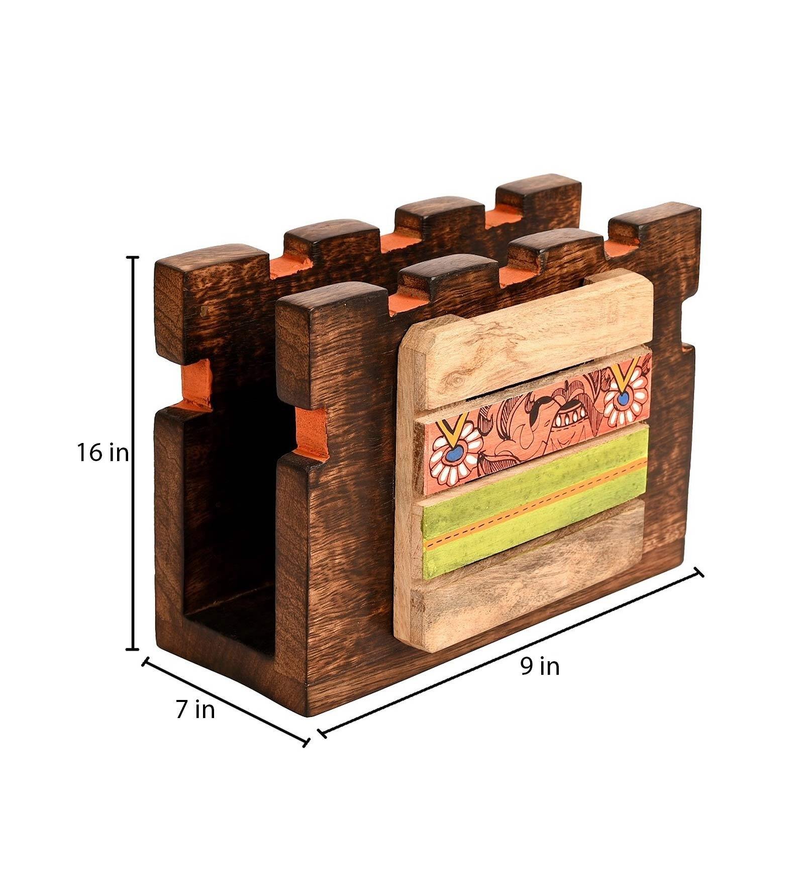 Handcrafted Antique Mango Wood Magazine Rack